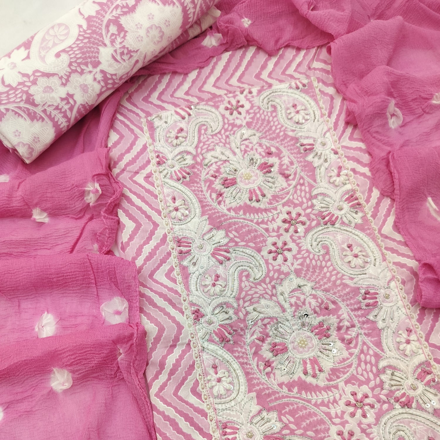 Elegant Pure Cotton Suit with Thread Work & Kota Doria Dupatta