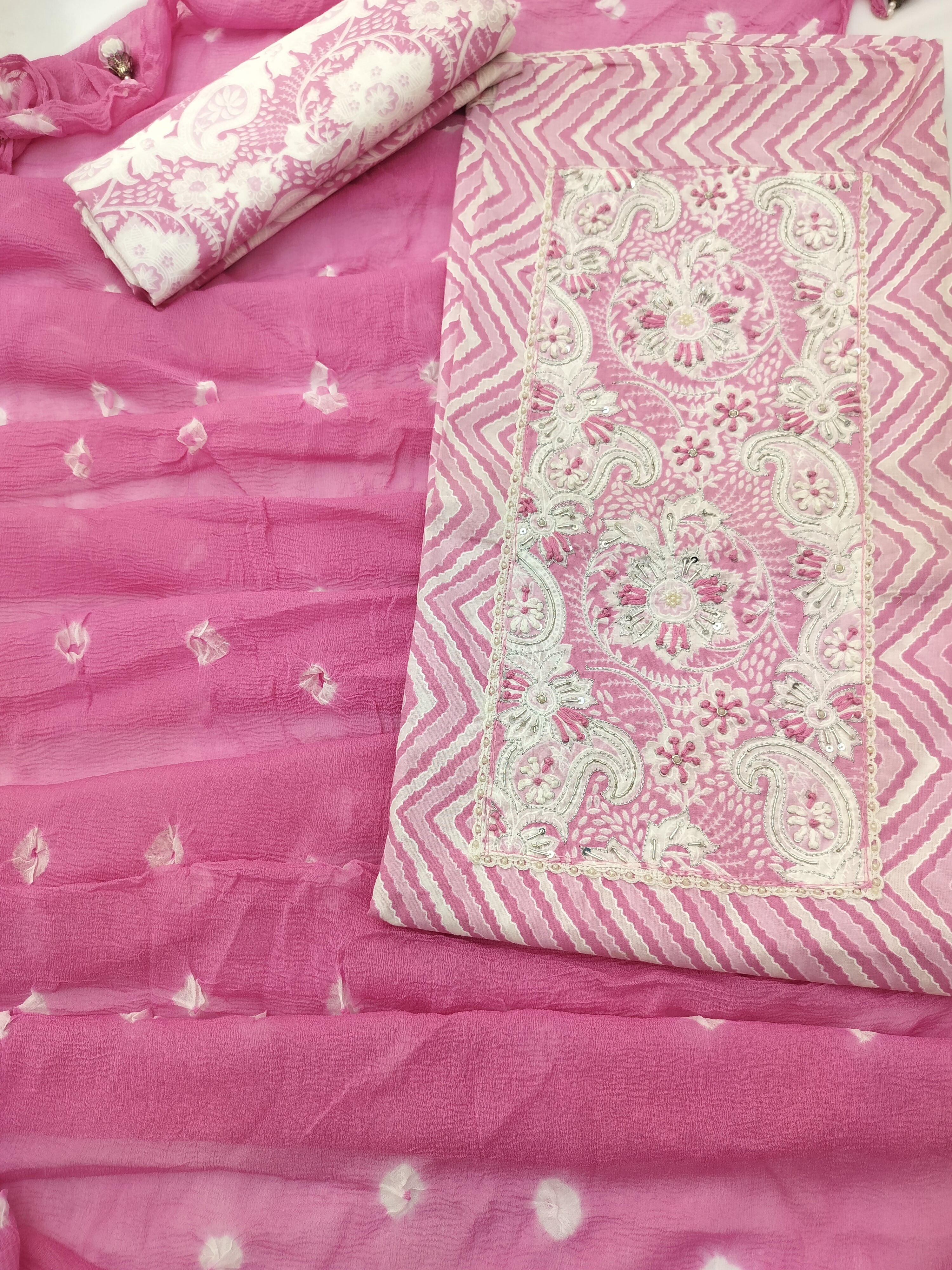 Elegant Pure Cotton Suit with Thread Work & Kota Doria Dupatta