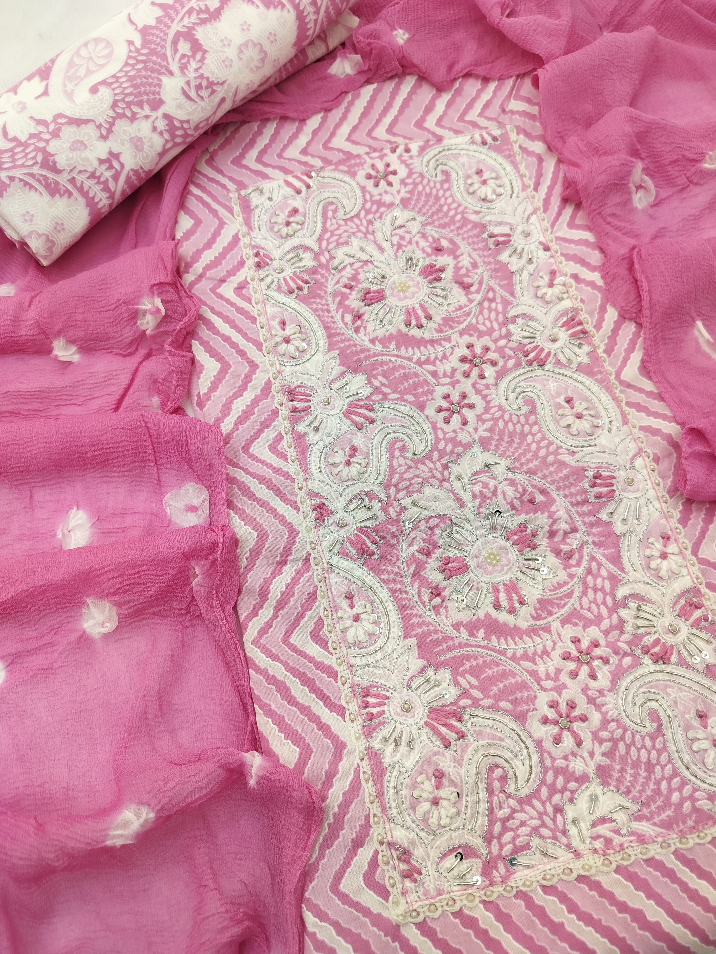 Elegant Pure Cotton Suit with Thread Work & Kota Doria Dupatta