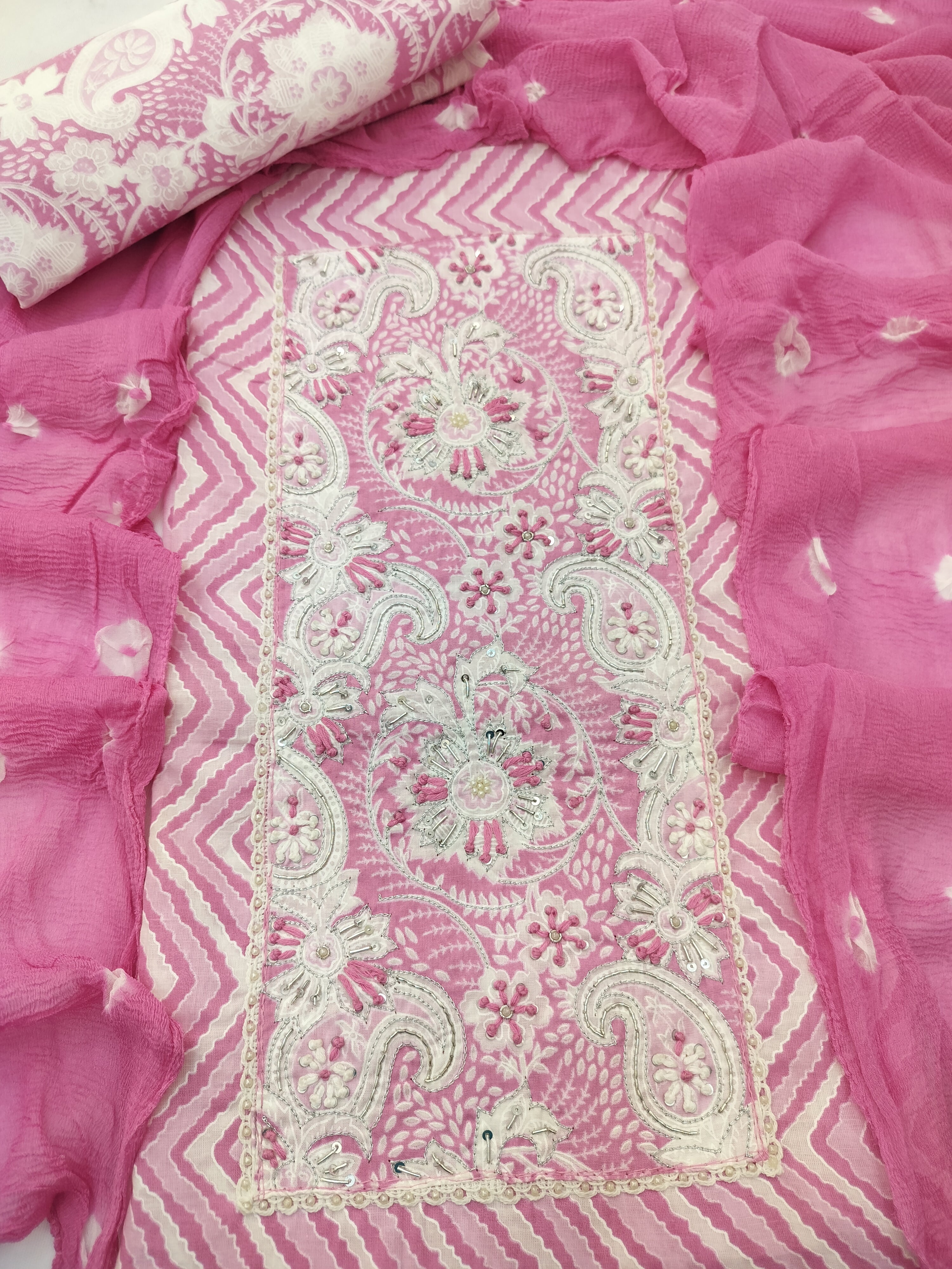 Elegant Pure Cotton Suit with Thread Work & Kota Doria Dupatta