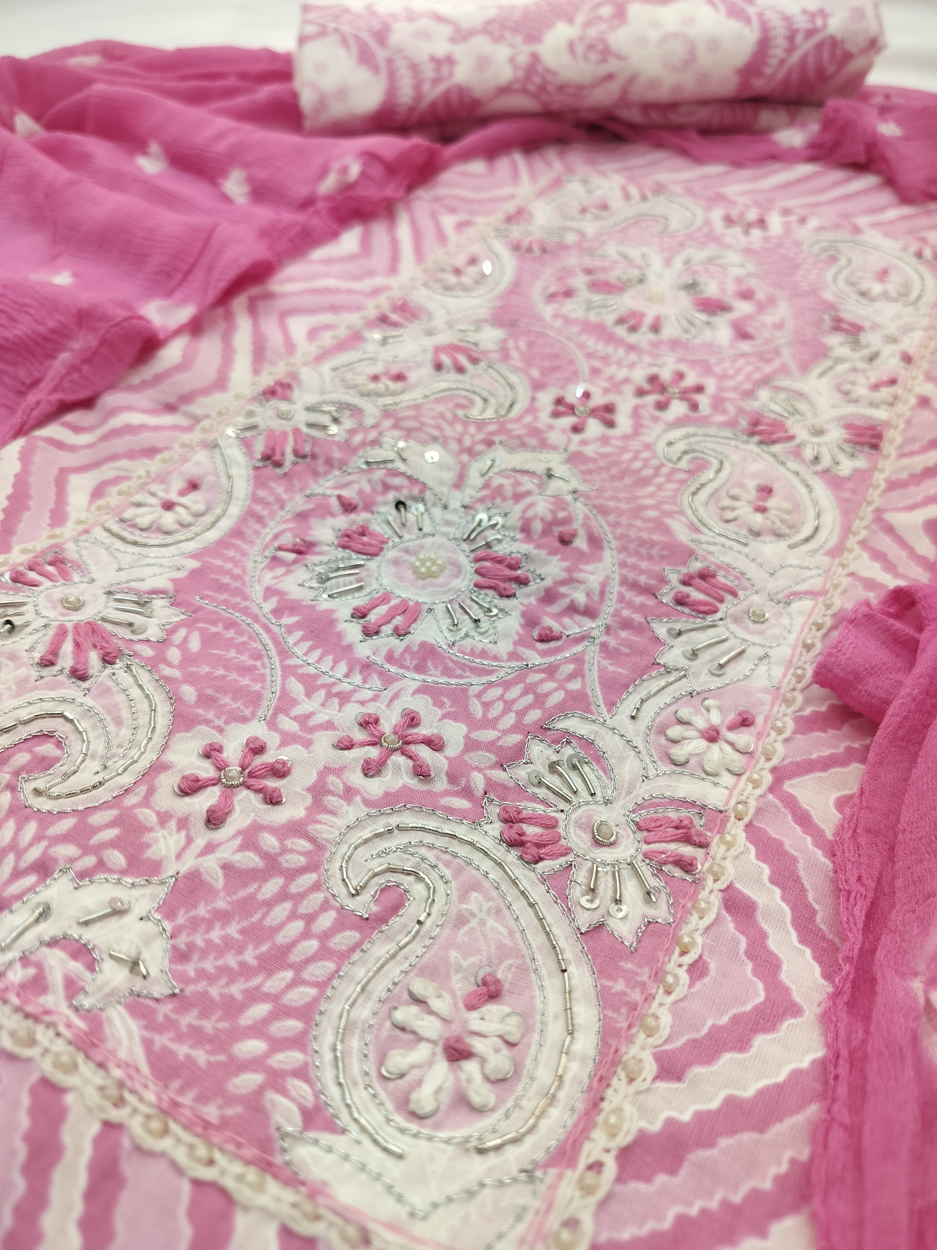 Elegant Pure Cotton Suit with Thread Work & Kota Doria Dupatta