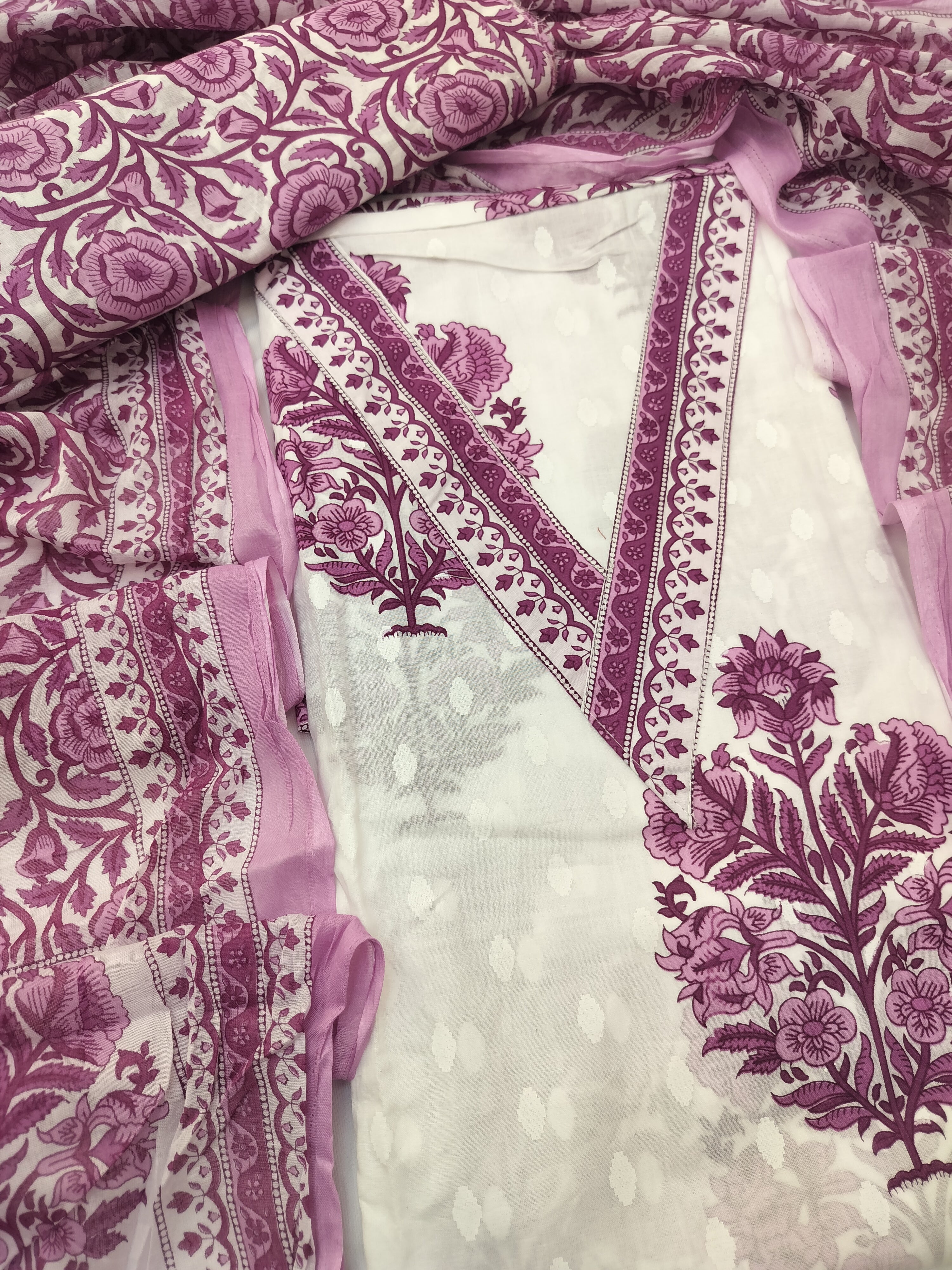 Elegant Pure Cotton Suit with Thread Work & Kota Doria Dupatta