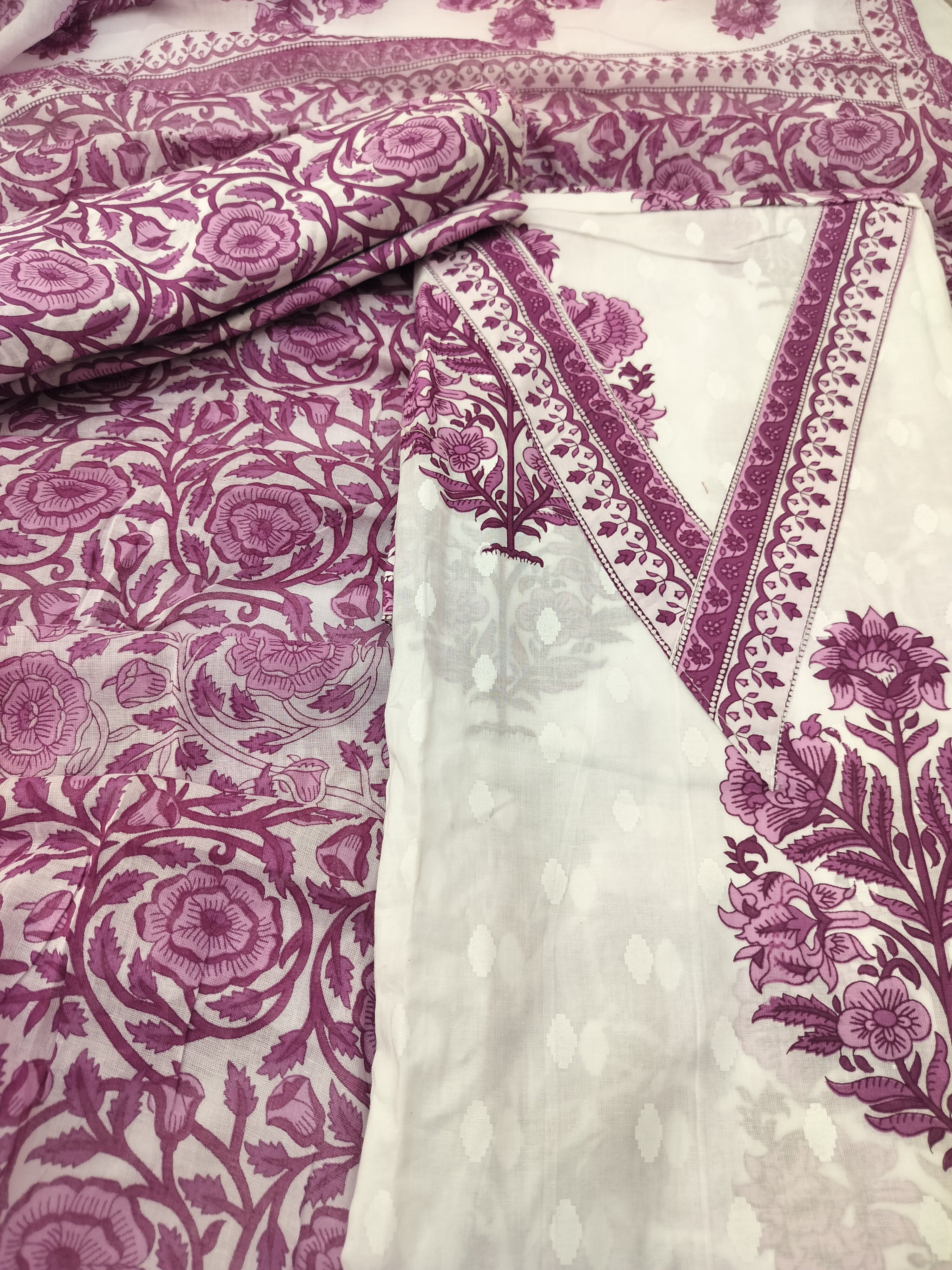 Elegant Pure Cotton Suit with Thread Work & Kota Doria Dupatta