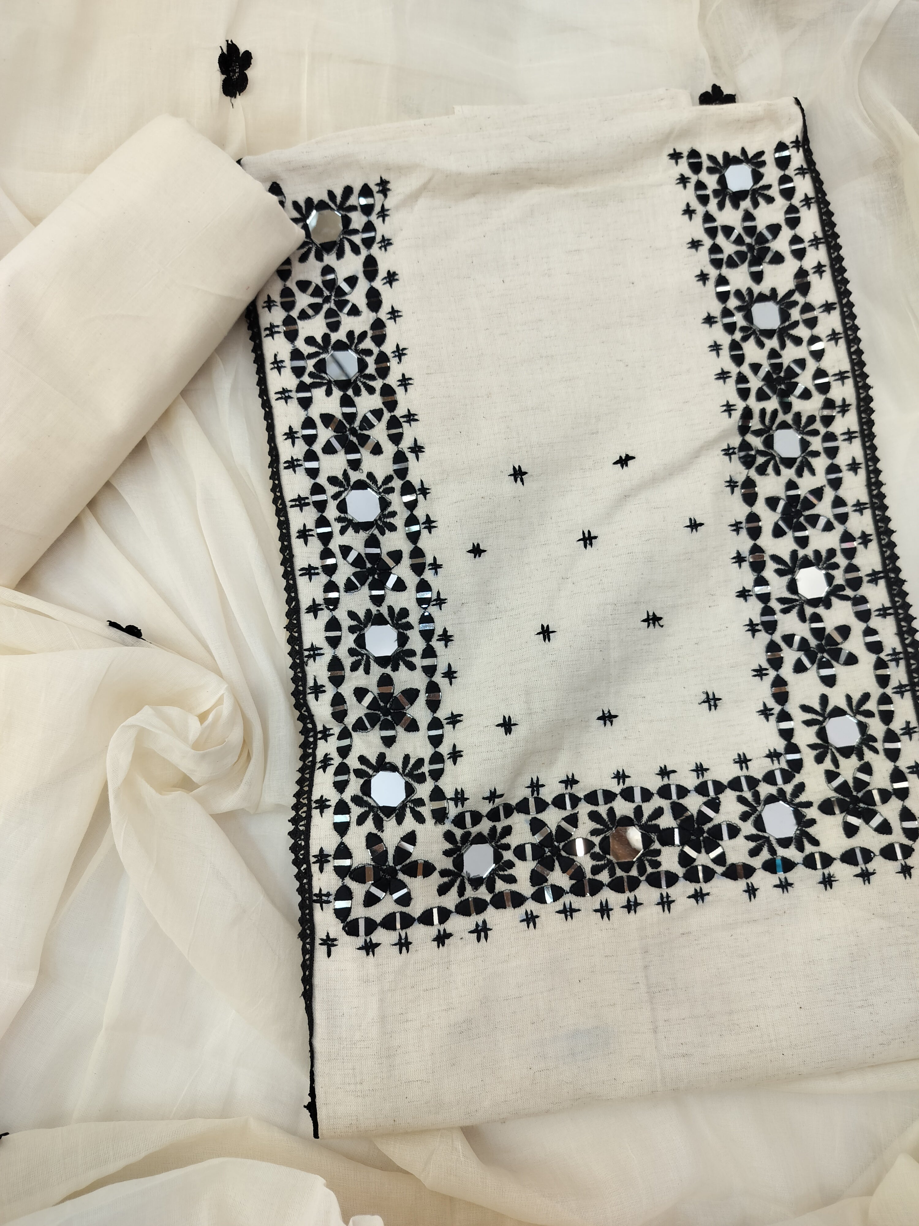 Graceful Pure Kota Silk Suit with Patola Border and Mehroon Cambric Bottom